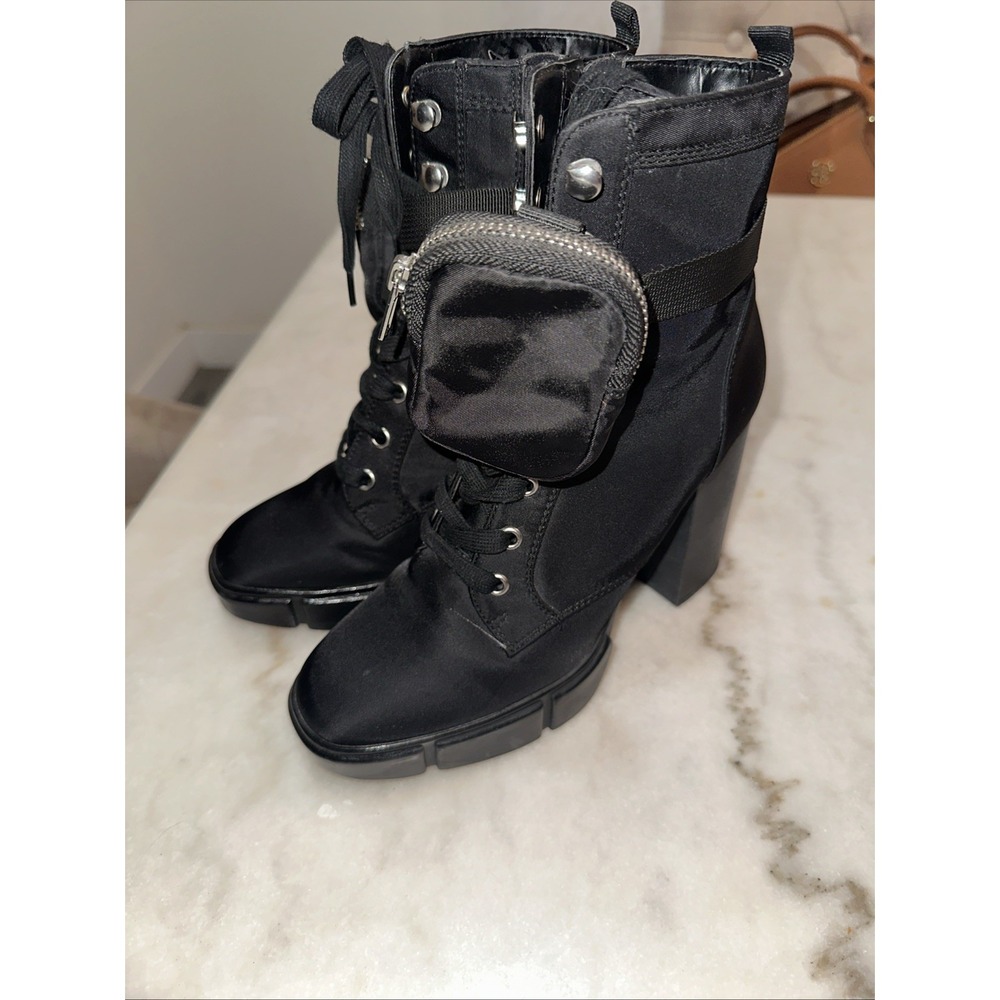 Steve Madden Herrick Women Boots Side Zip Lace Up Black Size 8